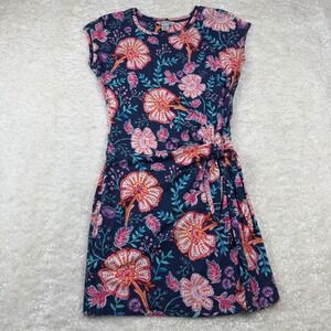 Tommy Bahama Sheath Dress Womens XS Blue Floral Side Tie Faux Wrap Tropical